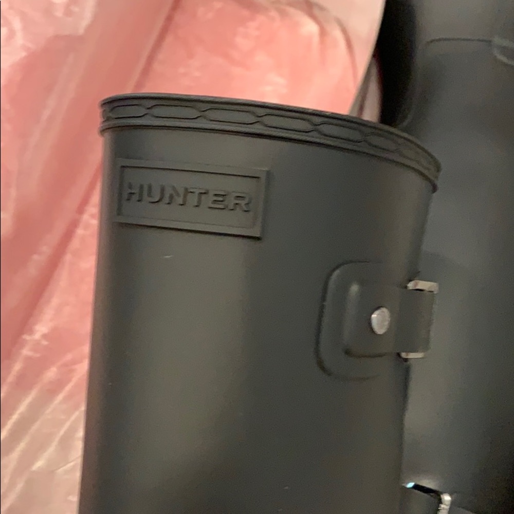 HUNTER REFINED TALL MATTE BLACK RAIN BOOTS SIZE 6 - Picture 4 of 4